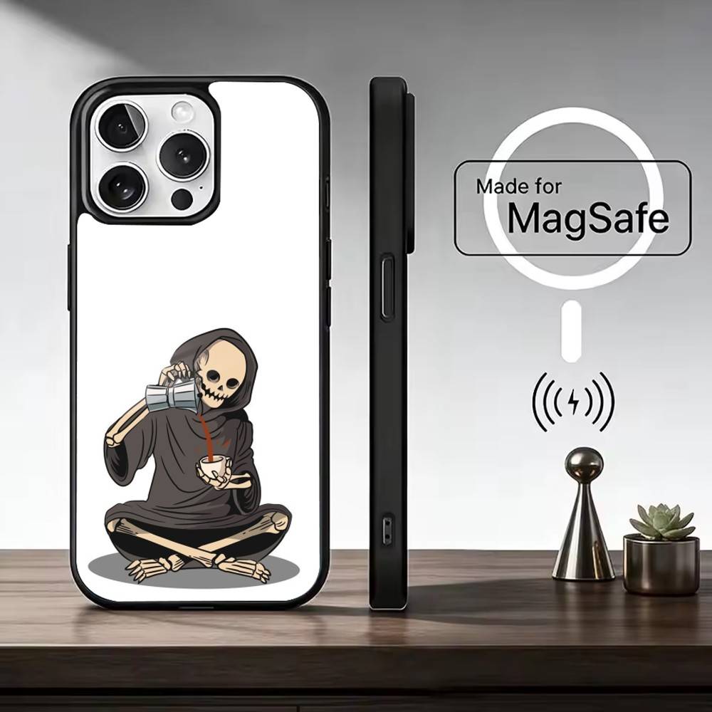 C-Coffee Latte Art Phone Case For iPhone17,16,15,14,13,12,11 Plus,Pro Max Magnetic For Magsafe Wireless Charging
