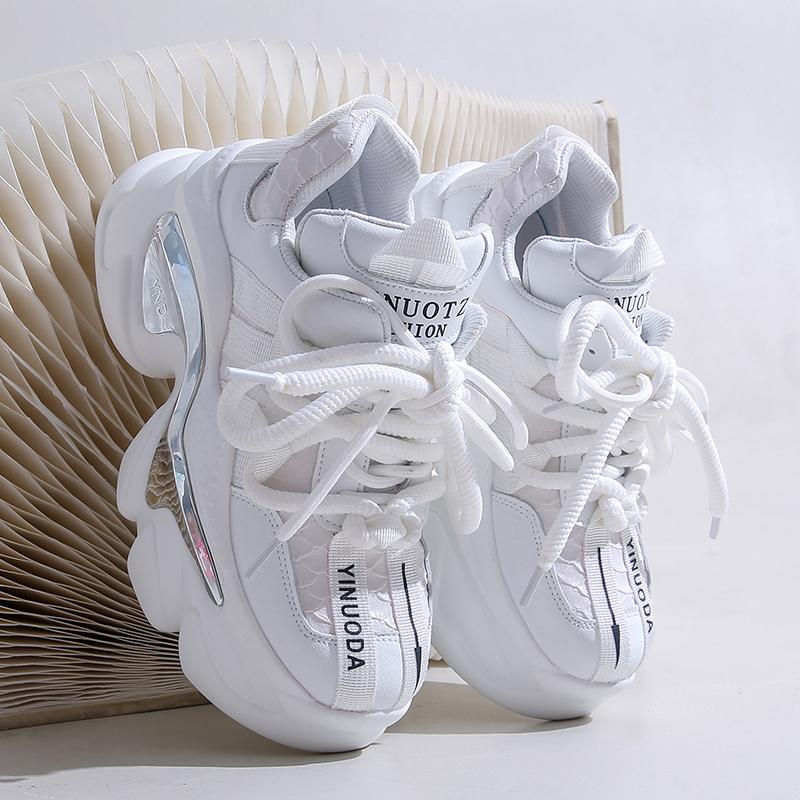 Fashion Mix Color Chunky Platform Sneakers Women Fashion Lace Up Thick Bottom Dad Shoes Woman 2024 Autumn Non-Slip Vulcanize Shoes Mujer