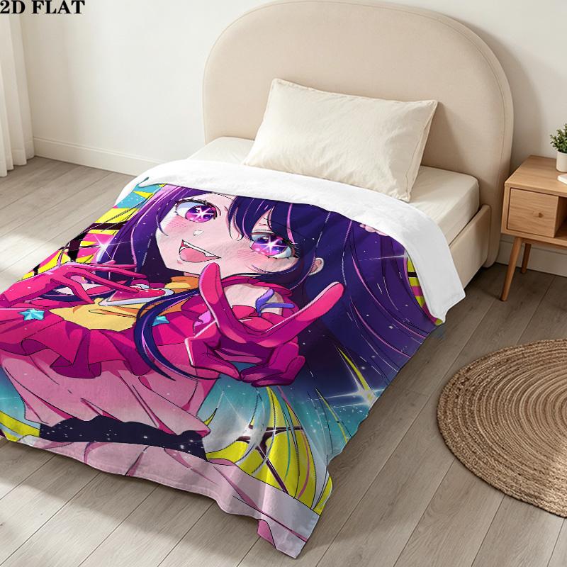 1PC Oshi No Ko Patterned Flannel Blanket Suitable For All Seasons For Home Decor Warmth And Comfort Gifts Holiday Present