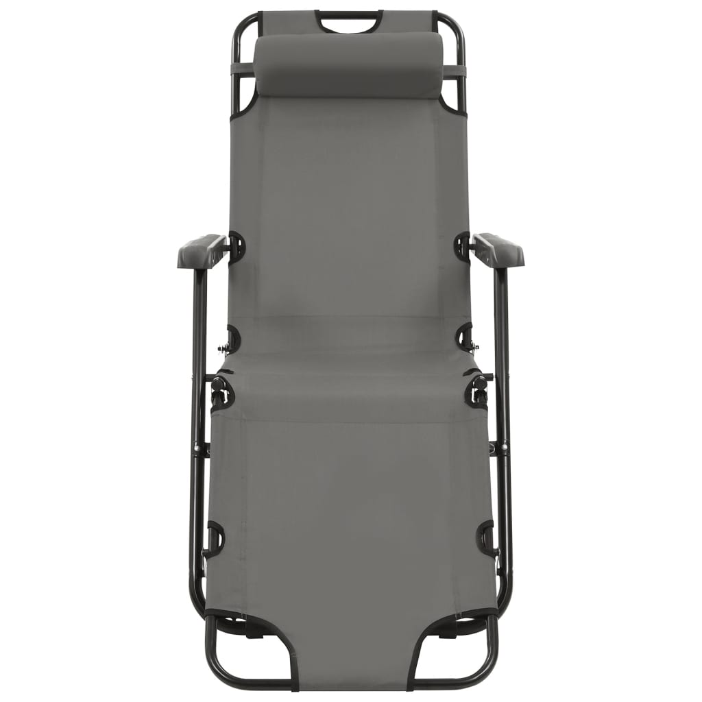 Folding Sun Loungers 2 pcs with Footrest Gray