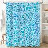 Занавеска для душа с принтом, синяя, геометрическая, водонепроницаемая ткань, украшение для дома, настенное, художественное, декоративное, прямоугольное шоу