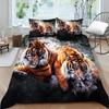 3D Animal Tigers Bedding Set 2/3PCS Soft Microfiber Queen King Twin Size Duvet Cover Set with Pillowcases Teens Boys Bed Linen