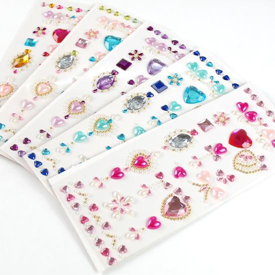 Acrylic Gem Face Stickers for Kids Colorful Rhinestone Self-Adhesive Gems for Girls Stage Performance