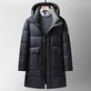 New Winter White Duck Down Hooded Down Jacket for Men Thickened Youth Trendy Down Jacket Mid-length Cold-proof Jacket