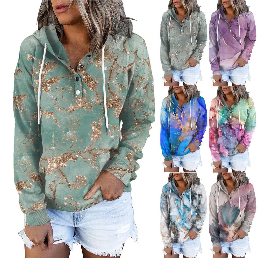 Women's Fashion Long-sleeved Printed Hoodie Top