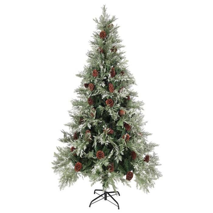 Maison Exclusive - Sapin de Noël pré-éclairé pommes de pin vert blanc 225cm PVC PE