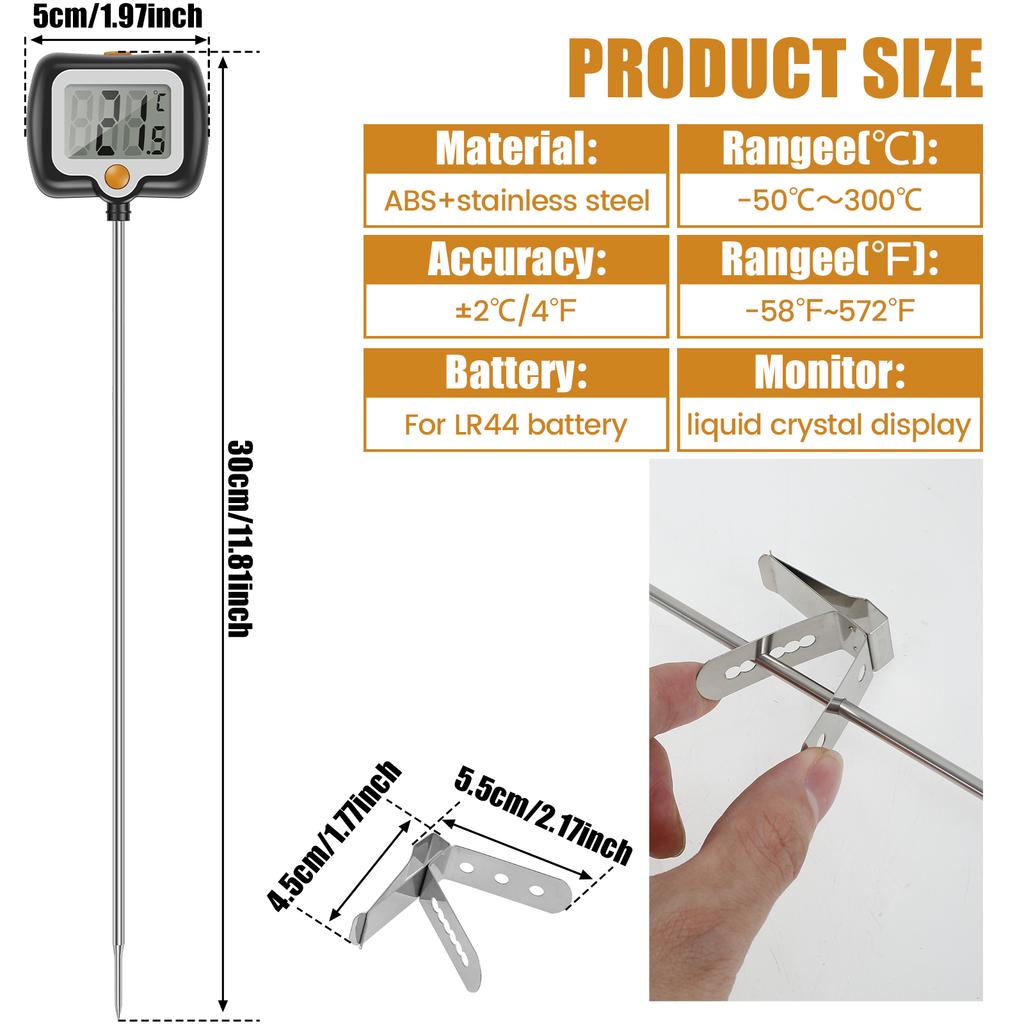1/2 шт. Кондитерский термометр Термометр для фритюрного масла с зажимом для кастрюли Кухонные термометры для приготовления пищи, для жарки, для приготовления конфет