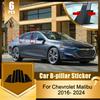 6 шт. Глянцевые черные накладки на стойки для Chevrolet Malibu 2016-2024, наклейки на стойки B/C, накладки на дверные проемы