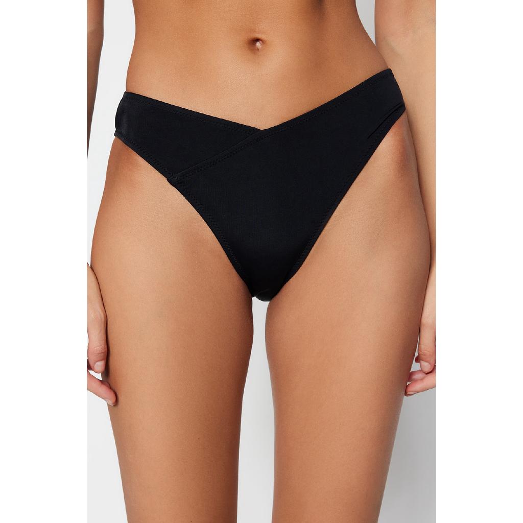 Черные плавки бикини с высоким вырезом и V-образным вырезом Tbess21ba0168