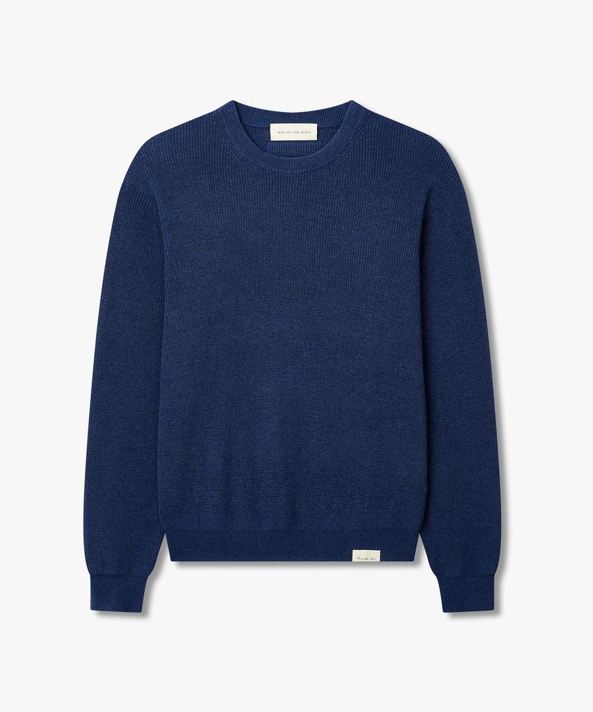 MAN ON THE BOON Linen Blend Crewneck Knit Pullover_Navy 4716113011