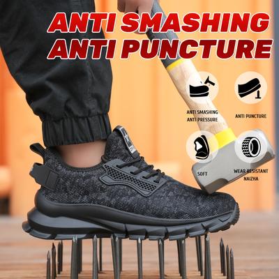 Защитная обувь, мужская обувь со стальным носком, противоударная мужская рабочая обувь, кроссовки, легкая, устойчивая к проколам, неразрушимая обувь