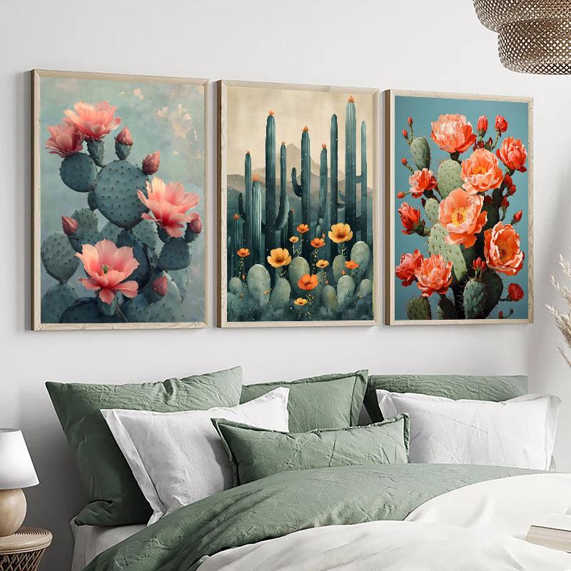Vintage Mexican Cactus Poster Floral Moon Aesthetic Canvas Painting Prints Colourful Wall Art Picture Room Home Decor