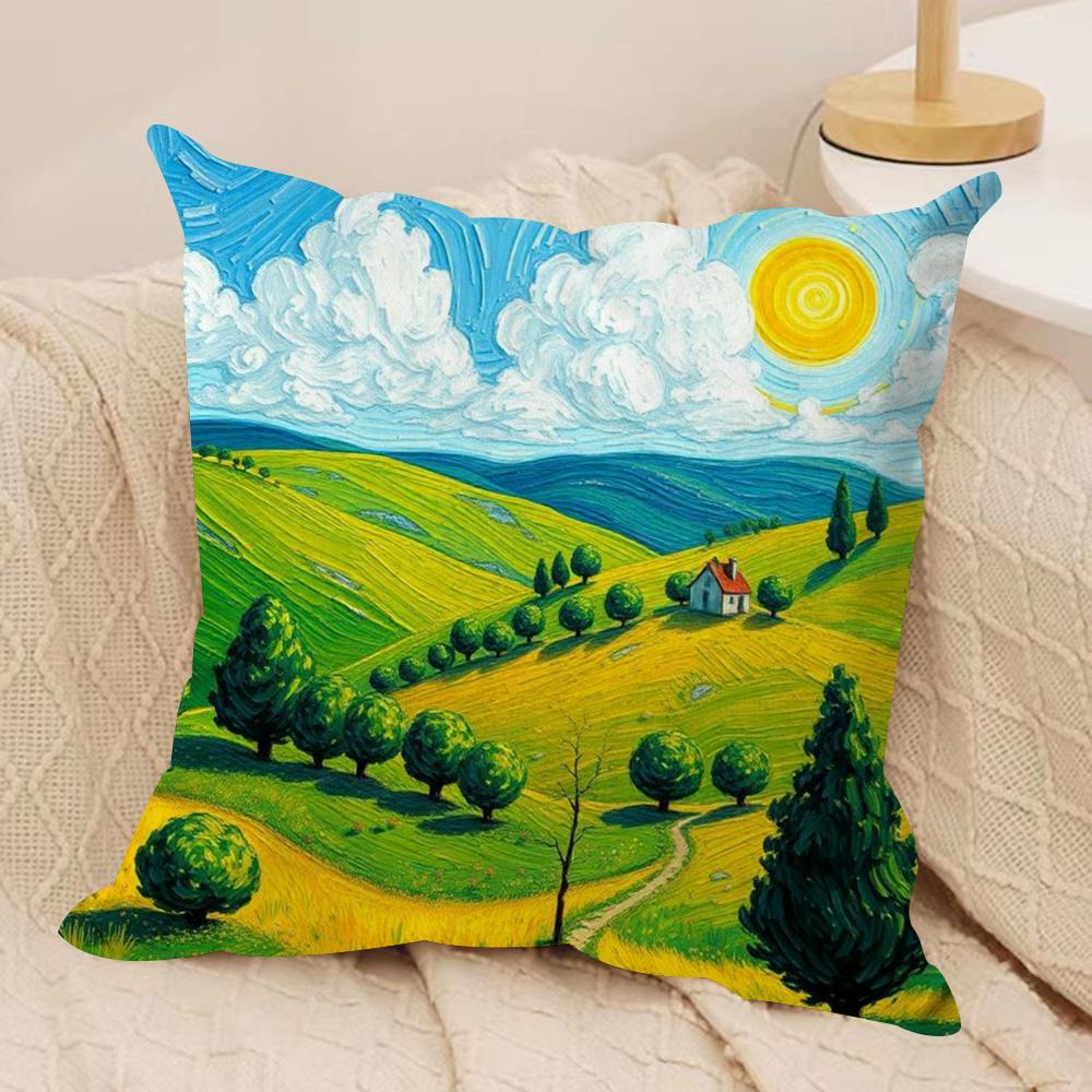 Wheat field cypress Cushion Cover Soft Plush Throw Pillow Cover DoubleSided Printed Cushion Case Cozy Sofa Home Decor
