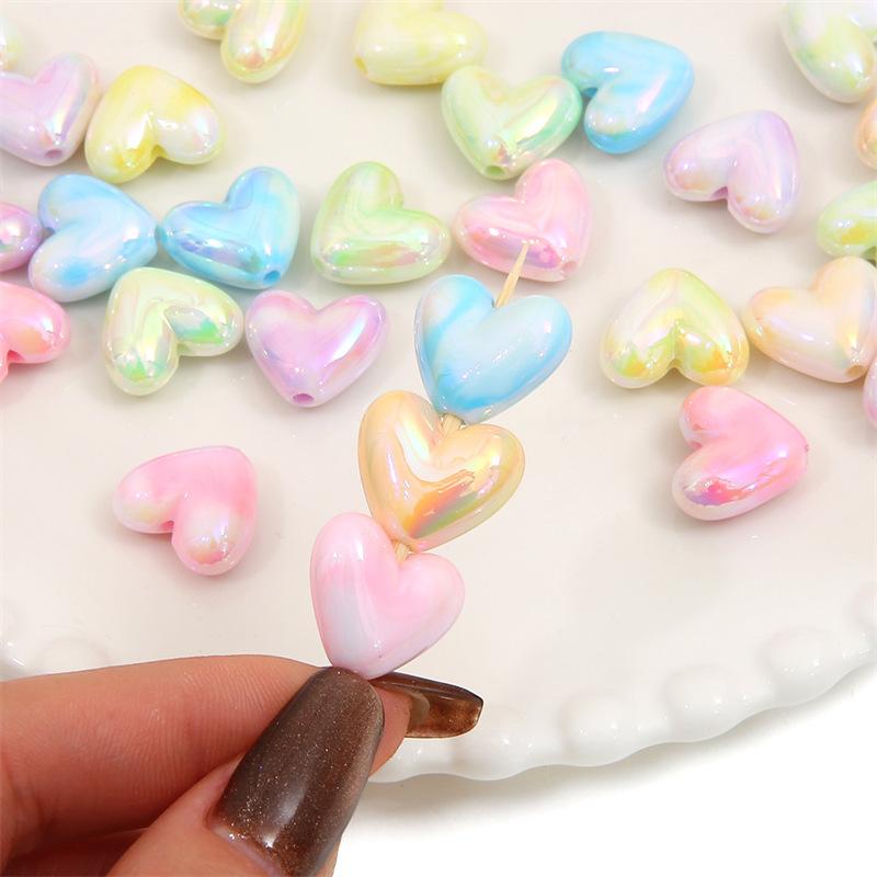 Бусины для браслетов ручной работы Акриловые бусины Mabe с цветным покрытием в форме сердца с надписью Love Loose Beads Аксессуары для самостоятельной работы Материалы для ожерелий на цепочке для сотового телефона
