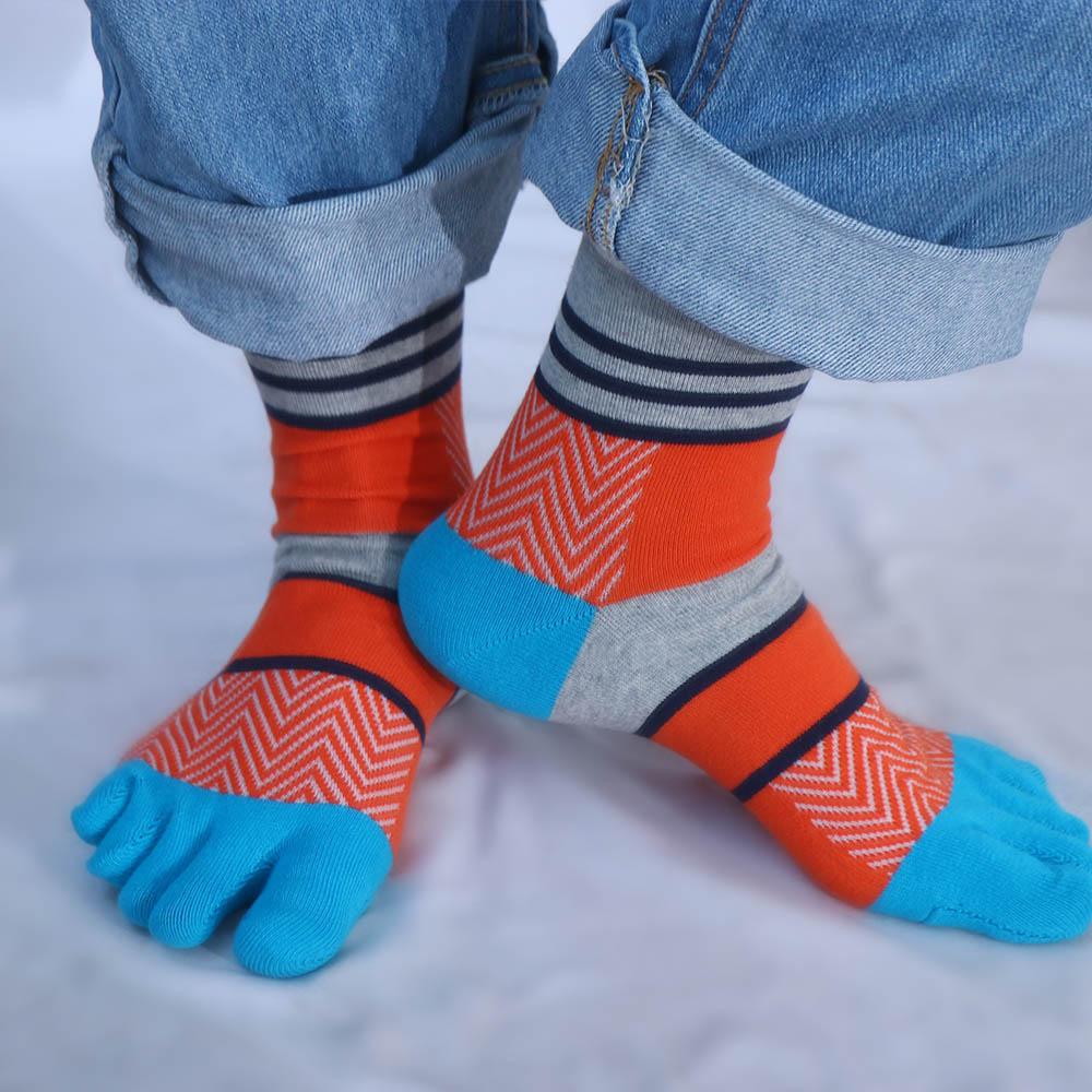 Soft Split-toed Socks Trendy Thick Long Tube Cotton Man Socks Middle Tube Hosiery Five Finger Socks