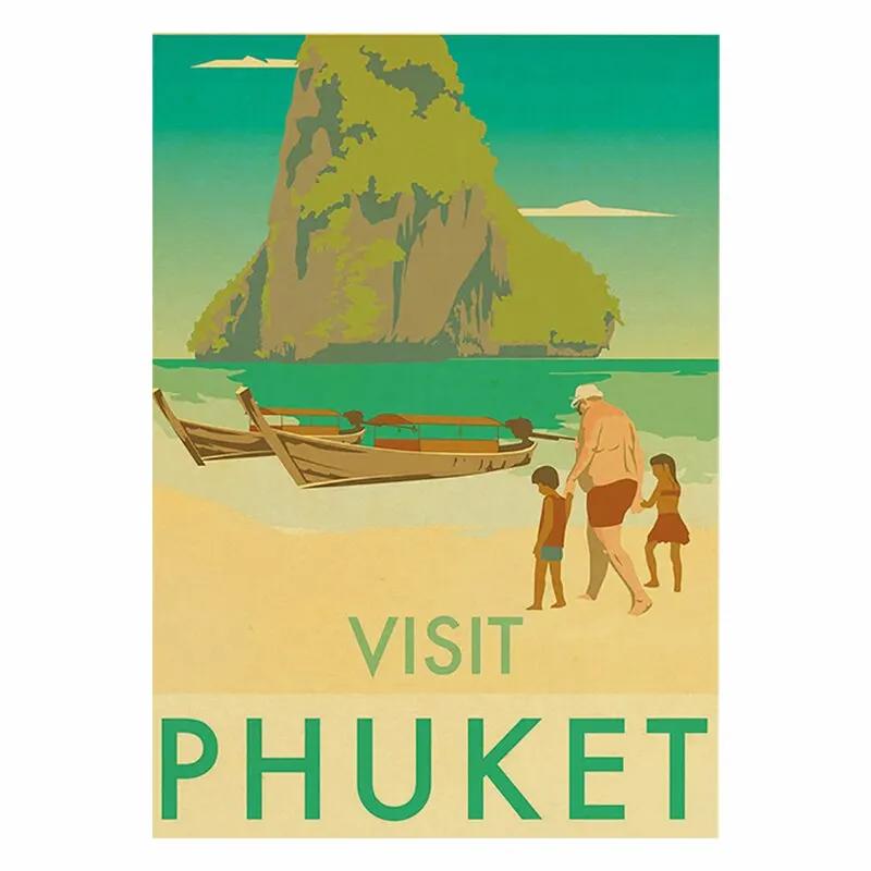 Винтажные металлические таблички с городами и пейзажами для путешествий Италия Япония Таиланд Таити Ретро-постеры для декора дома, бара, паба, клуба