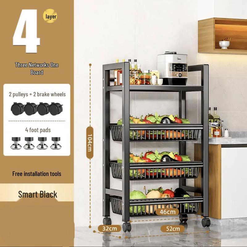 Multifunctional Carbon Steel Kitchen Storage Rack