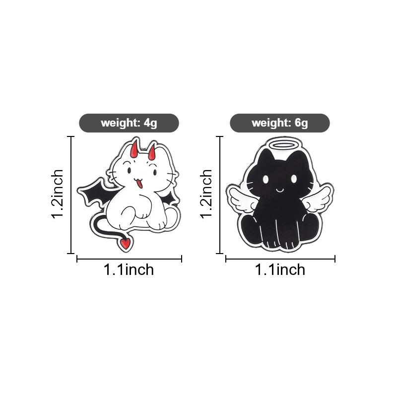 Angel Evil Black White Cats Enamel Pins Cartoon Animal Brooches Lapel Badge Cute Kitten Jewelry Gift for Friends