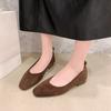 Low Heel Shoes Autumn New Square Toe Shallow Suede Slip-on Soft Sole Non-slip Wear-resistant Single Shoes