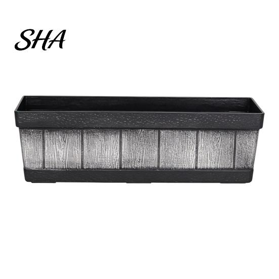 Durable Rectangular Pots for Garden Decor 18 Inch Planter Box, Imitation Wood Grain Window Box Planter, Plastic Vegetables Portable Flower Container