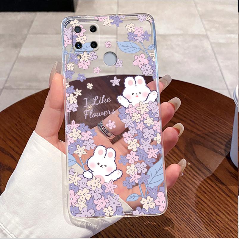 Чехол для Realme C15 RMX2180 C12 RMX2189 C25 C25s Narzo 30A Чехол для телефона Роскошный Милый Любовь Кролик Забавный Прозрачный Силиконовый Задний Чехол
