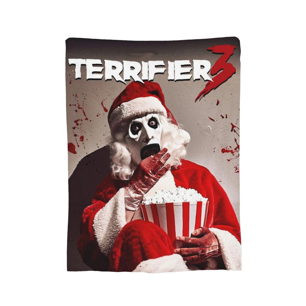 Постер Terrifier 3 Рождественское одеяло Флис Рождество Хэллоуин Искусство Клоун Тонкие пледы для дивана Уличное одеяло