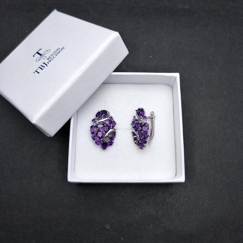 Bllaijewelry серьги с застежкой из натурального африканского аметиста, стерлинговое серебро 925 пробы, изысканные украшения для женщин, жены, роскошный дизайн, подарок на годовщину