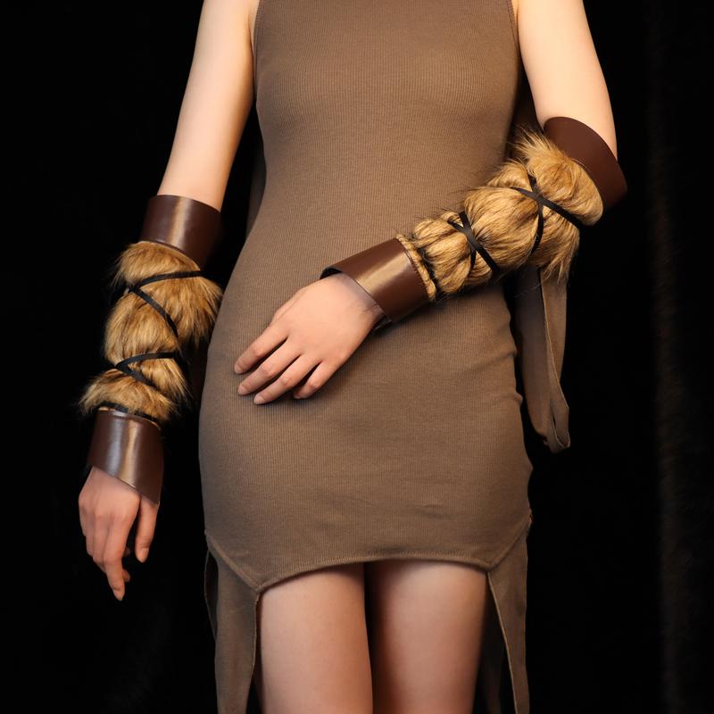 Средневековые наручи из ПУ кожи, перчатки, браслеты с меховой отделкой для костюма викинга, рыцаря, ЛАРП, косплея, унисекс, аксессуар для доспехов