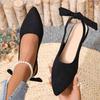 Fashion 2025 Summer Pointed Toe Flats Women Baotou Shallow Suede Rear Bow Slip Strap Soft Sole Non-Slip Plus Size Sandals