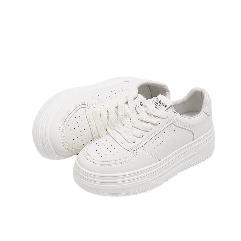 Showing feet, small thick-soled white shoes, women's thick-soled heightening women's shoes 2025 new popular spring and autumn versatile casual spo