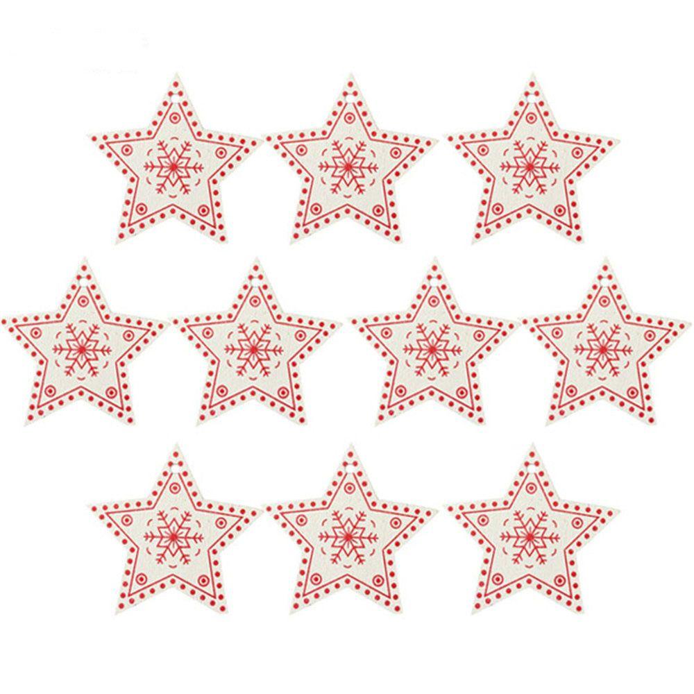 10pcs/set Festival Embellishment Decor Star Christmas Tree Ornament Party Supplies Wooden Tag