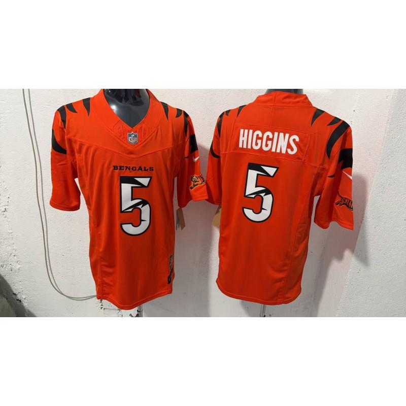 Cincinnati Bengals 5 Higgins Football Jersey Embroidered Game Uniform Men Women