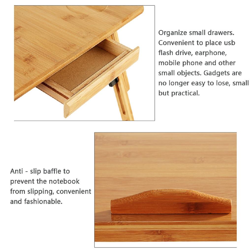 Folding Portable Bamboo Laptop Table Sofa Bed Office Laptop Stand Desk With Fan Bed Table For Computer Notebook Books New