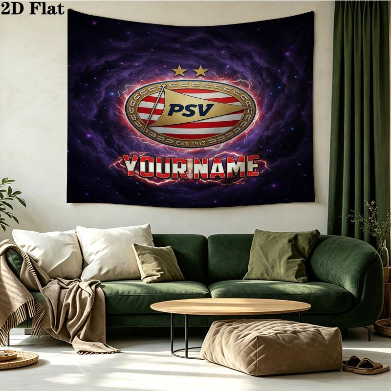 Custom Name PSV Eindhoven Printed Tapestry – Wall Hanging for Bedrooms, Dorms, and Home Decor