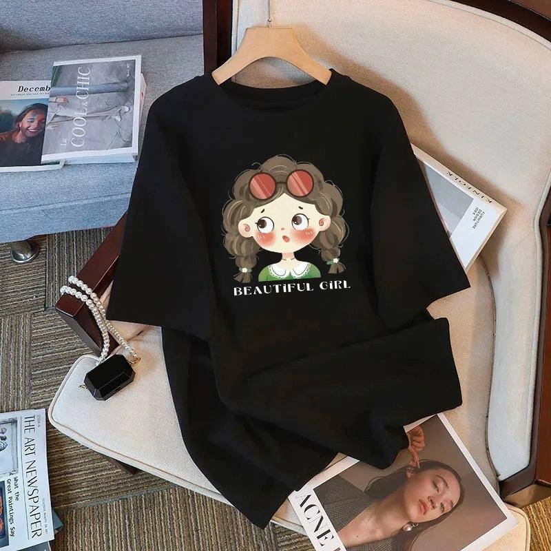 Футболка из чистого хлопка белого цвета с короткими рукавами для женщин на лето, новый большой размер, свободный дизайн, тонкий топ с короткими рукавами и принтом