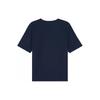 Maison Kitsune Ribbed Knit Crew Neck Embroidered Short Sleeve T-Shirt Women Tops Dark-Blue MW00119KJ0008-P476