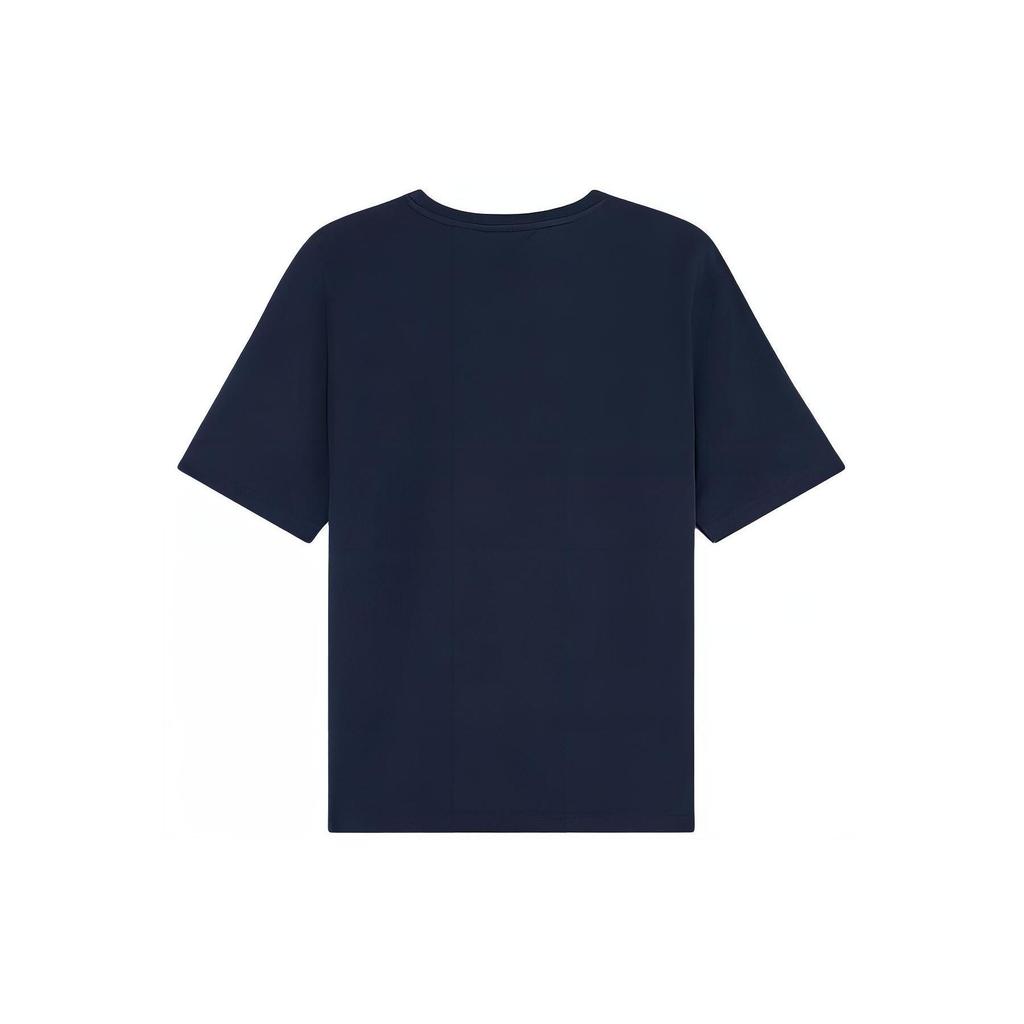 Maison Kitsune Ribbed Knit Crew Neck Embroidered Short Sleeve T-Shirt Women Tops Dark-Blue MW00119KJ0008-P476