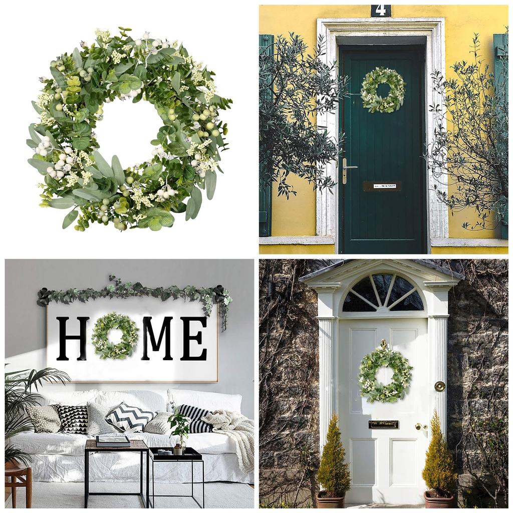 45cm Artificial Flower Eucalyptus Wreath Outdoor Front Door Wall Window Decoration Simulation Holiday Celebration Wreath