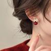 Серебряные серьги-гвоздики S925 в виде бабочек с винно-красной жемчужиной и бриллиантовой инкрустацией - Ретро-мода, высококачественные серьги