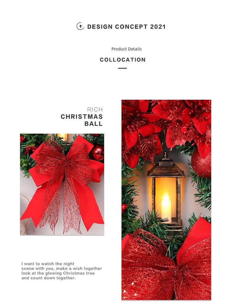 Рождественский венок с гирляндами: 40 см подвесное украшение для дверей