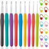 23pcs Crochet Hooks, Ergonomic Handle Crochet Hooks Set for Arthritic Hands, Comfortable Smooth Crochet Needles Extra Long Knitting Needles