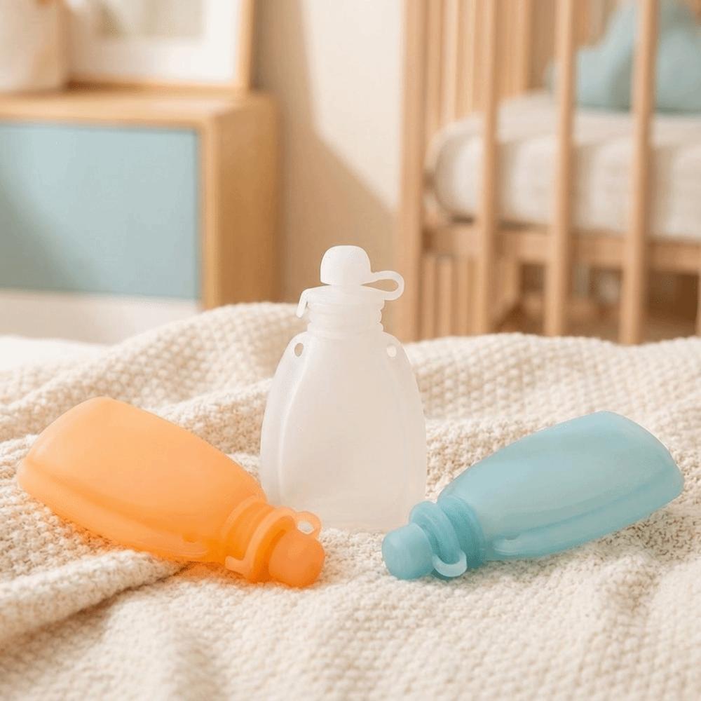 Non BPA Baby Food Pouch Food Grade Silicone Leakproof Food Storage Bag Squeeze Feeder Daily Use