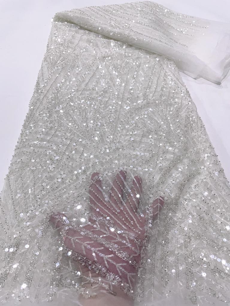 Африканское кружевное полотно 5 ярдов Новейшее нигерийское кружевное полотно Высококачественное вышитое сетчатое полотно Сетчатое кружево 2025 Французское кружево с пайетками