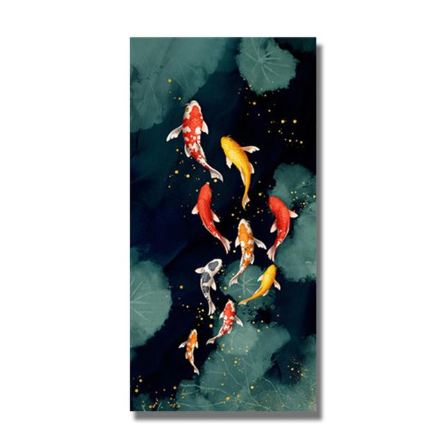 Koi Fish Feng Shui Carp Lotus Pond Canvas Painting Modern Posters and Prints Wall Art Picture for Living Room Home Decor Cuadros