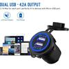 12/24V Dual USB Port Car Charger Motorcycle 5V 4.2A Charger Socket Waterproof Fast Quick Charge Adapter for Vehicle Boat Truck