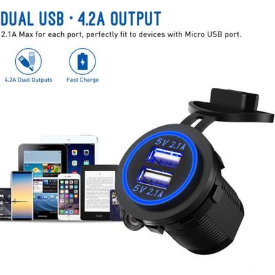 12/24 В двойной USB порт автомобильное зарядное устройство мотоцикл 5 В 4.2A зарядное гнездо водонепроницаемый быстрый адаптер для зарядки для транспортного средства лодки грузовика