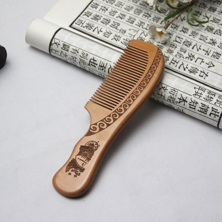 1Pcs Natural Mahogany Comb Women Men Home Travel Wood Anti-static Fine-tooth Comb Wooden Handles