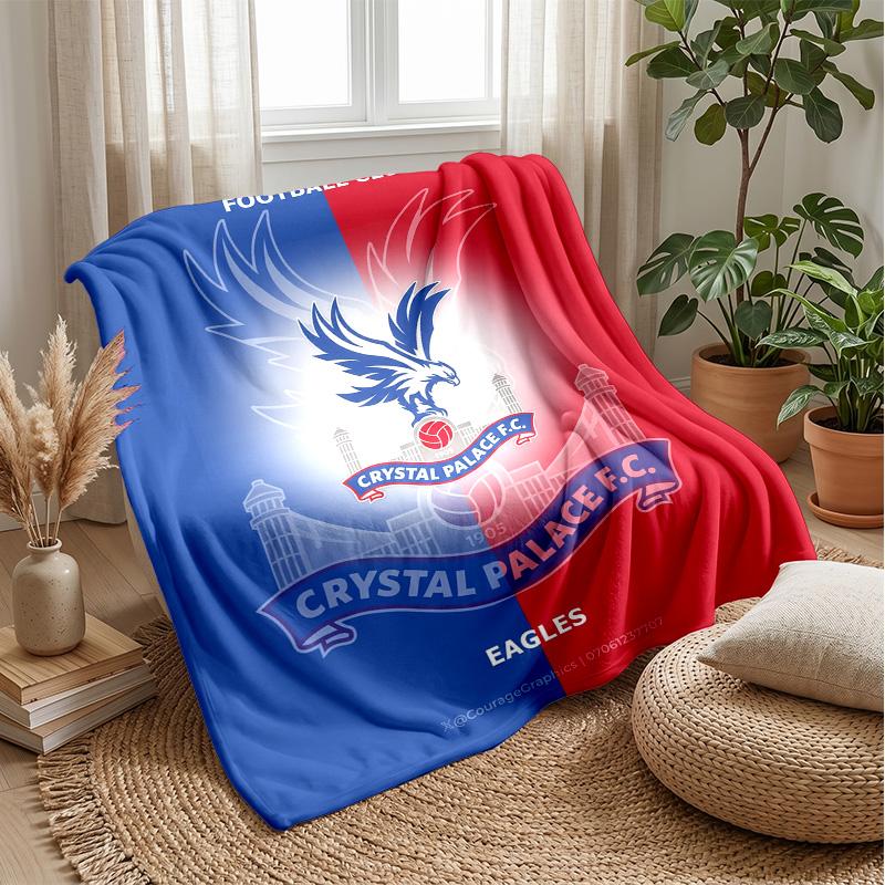 Crystal Palace Football Print Flannel Blanket, Soft Warm Lightweight Throw Blanket for Sofa Bed Camping