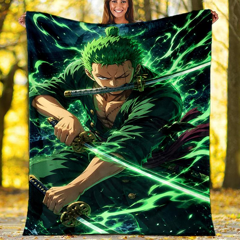 1pc Z-Zoro1 Theme Blanket - Digital Print, Polyester, Cozy for All Seasons, Perfect for Outdoor, and Travel