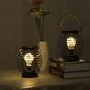 Retro Hollow Out Iron Art Round Handheld Lantern Portable LED Copper Wire Bulb Table Lamp
